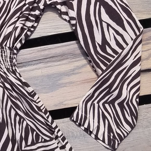 H&M Dress Neutral Brown Zebra Print Fit and Flare - Picture 5 of 15